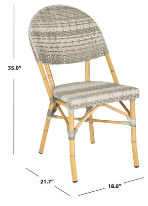Safavieh BARROW Arm Chair Set of Two - Retro Tropical Style for Indoor & Outdoor Seating, Weather-Ready Design Grey FOX5203B-SET2