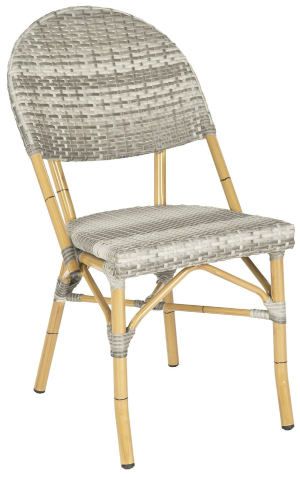 Safavieh BARROW Arm Chair Set of Two - Retro Tropical Style for Indoor & Outdoor Seating, Weather-Ready Design Grey FOX5203B-SET2