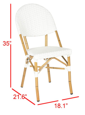 Safavieh BARROW Arm Chair Set of Two - Retro Tropical Style for Indoor & Outdoor Seating, Weather-Ready Design Off White FOX5203C-SET2