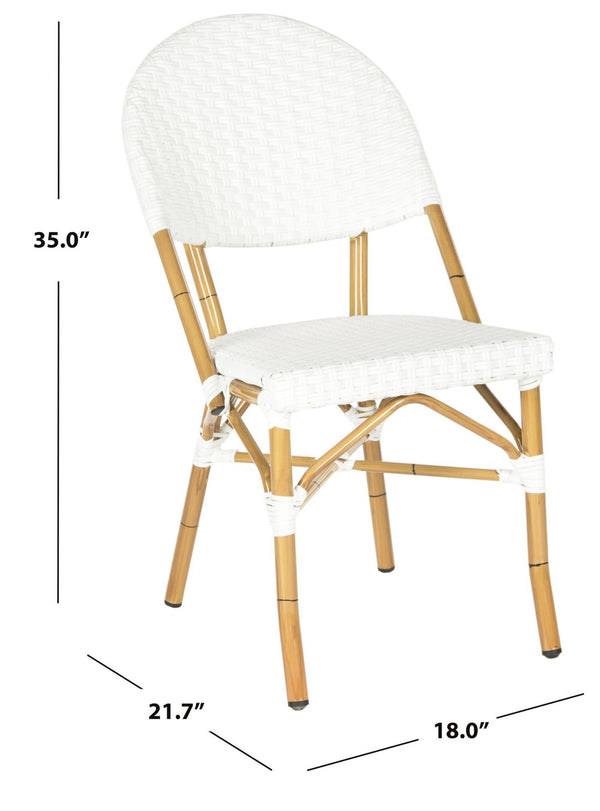 Safavieh BARROW Arm Chair Set of Two - Retro Tropical Style for Indoor & Outdoor Seating, Weather-Ready Design Off White FOX5203C-SET2