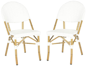 Safavieh BARROW Arm Chair Set of Two - Retro Tropical Style for Indoor & Outdoor Seating, Weather-Ready Design Off White FOX5203C-SET2