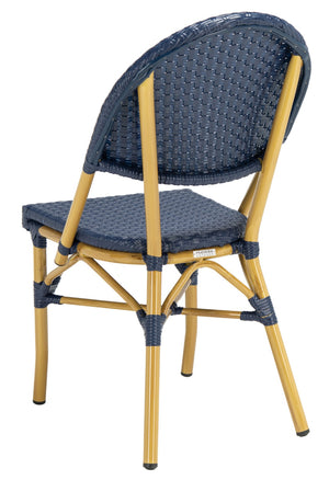 Safavieh BARROW Arm Chair Set of Two - Retro Tropical Style for Indoor & Outdoor Seating, Weather-Ready Design Navy FOX5203D-SET2