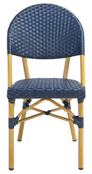 Safavieh BARROW Arm Chair Set of Two - Retro Tropical Style for Indoor & Outdoor Seating, Weather-Ready Design Navy FOX5203D-SET2