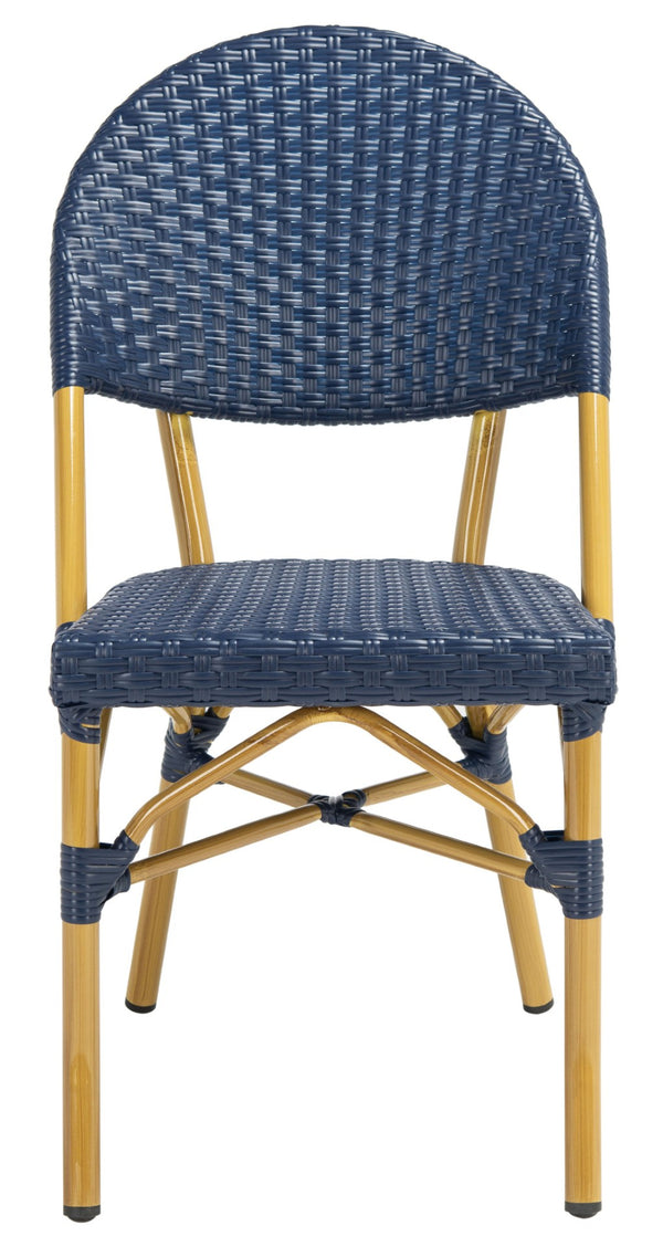 Safavieh BARROW Arm Chair Set of Two - Retro Tropical Style for Indoor & Outdoor Seating, Weather-Ready Design Navy FOX5203D-SET2