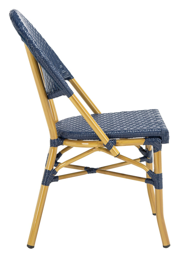 Safavieh BARROW Arm Chair Set of Two - Retro Tropical Style for Indoor & Outdoor Seating, Weather-Ready Design Navy FOX5203D-SET2