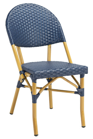 Safavieh BARROW Arm Chair Set of Two - Retro Tropical Style for Indoor & Outdoor Seating, Weather-Ready Design Navy FOX5203D-SET2
