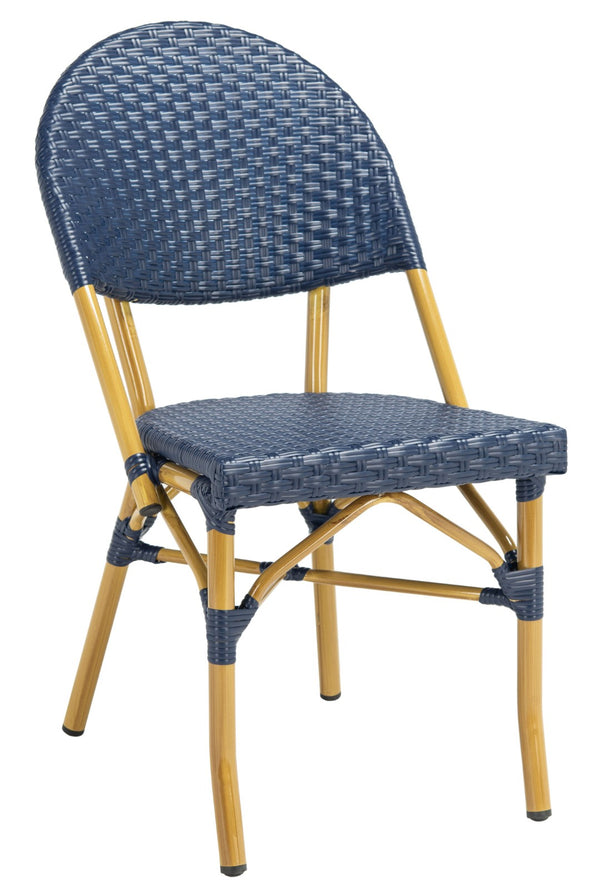 Safavieh BARROW Arm Chair Set of Two - Retro Tropical Style for Indoor & Outdoor Seating, Weather-Ready Design Navy FOX5203D-SET2