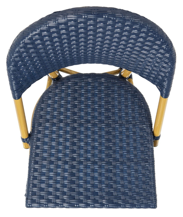 Safavieh BARROW Arm Chair Set of Two - Retro Tropical Style for Indoor & Outdoor Seating, Weather-Ready Design Navy FOX5203D-SET2