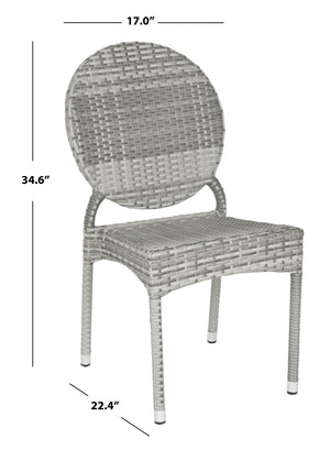 Safavieh VALDEZ Stackable Grey Side Chairs Set of 2 – Modern Design for Indoor/Outdoor Spaces, Weather-Resistant FOX5204B-SET2