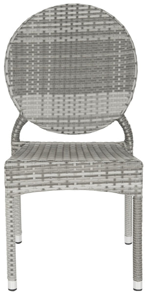 Safavieh VALDEZ Stackable Grey Side Chairs Set of 2 – Modern Design for Indoor/Outdoor Spaces, Weather-Resistant FOX5204B-SET2