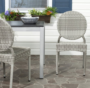 Safavieh VALDEZ Stackable Grey Side Chairs Set of 2 – Modern Design for Indoor/Outdoor Spaces, Weather-Resistant FOX5204B-SET2