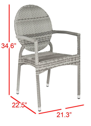 Safavieh VALDEZ Stackable Arm Chairs in Stylish Grey – Durable, Contemporary Design for Indoor & Outdoor Use FOX5205B-SET2