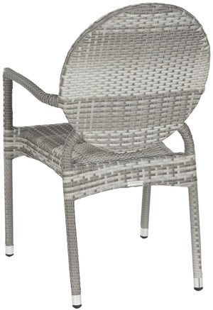 Safavieh VALDEZ Stackable Arm Chairs in Stylish Grey – Durable, Contemporary Design for Indoor & Outdoor Use FOX5205B-SET2