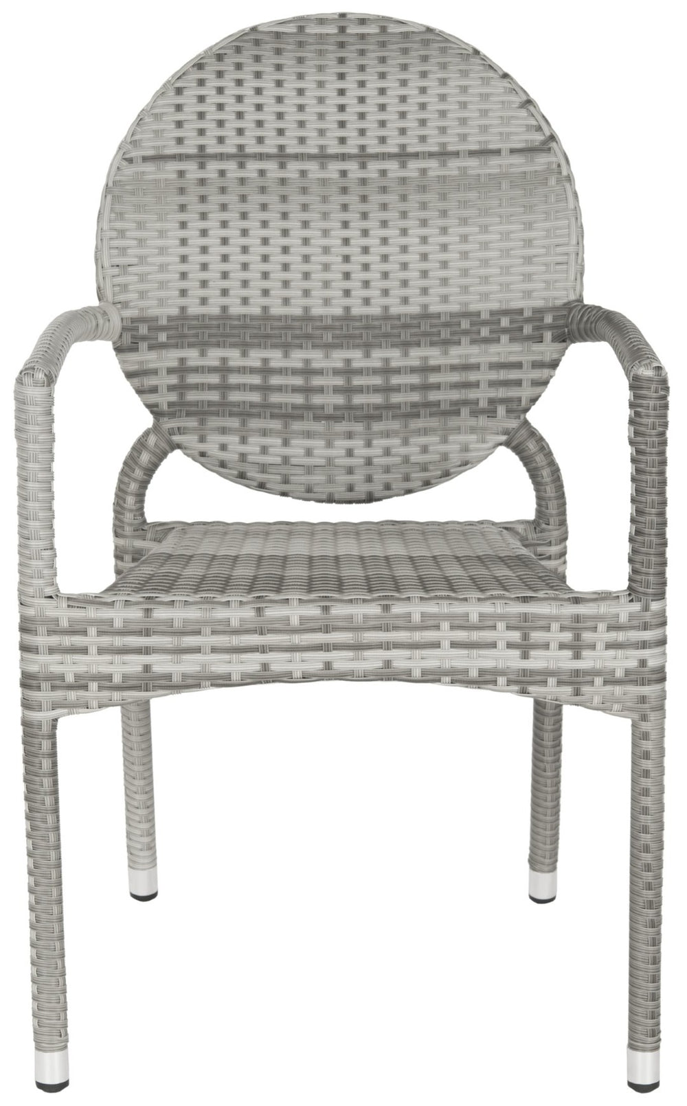 Safavieh VALDEZ Stackable Arm Chairs in Stylish Grey – Durable, Contemporary Design for Indoor & Outdoor Use FOX5205B-SET2
