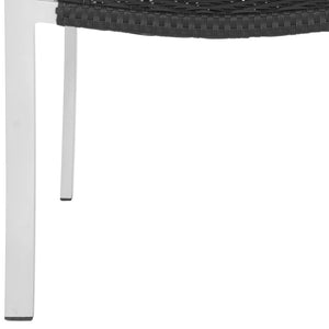 Safavieh CORDOVA Stackable Arm Chairs in Black PE Wicker – Lightweight, Durable Seating for Indoor & Outdoor Use FOX5206A-SET2