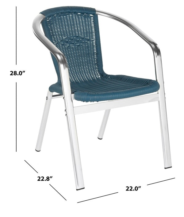 Safavieh WRANGELL Arm Chair - Stylish Stackable Seating for Indoor & Outdoor Use - Modern Teal Design FOX5207A-SET2