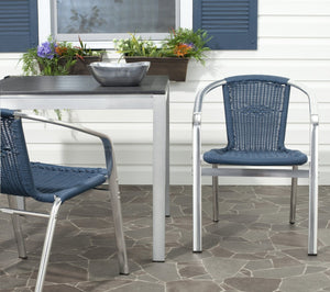 Safavieh WRANGELL Arm Chair - Stylish Stackable Seating for Indoor & Outdoor Use - Modern Teal Design FOX5207A-SET2