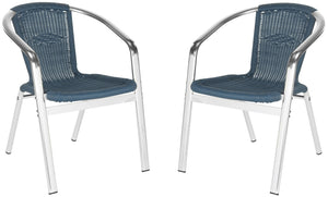 Safavieh WRANGELL Arm Chair - Stylish Stackable Seating for Indoor & Outdoor Use - Modern Teal Design FOX5207A-SET2