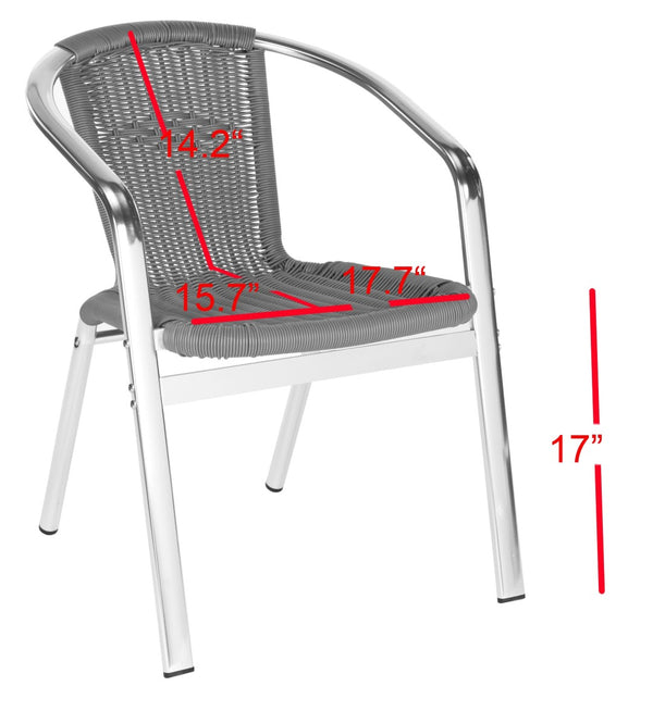 Safavieh WRANGELL Arm Chair - Stylish Stackable Seating for Indoor & Outdoor Use - Modern Teal Design Grey FOX5207C-SET2