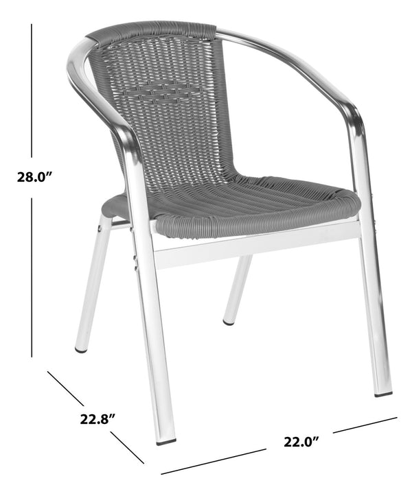 Safavieh WRANGELL Arm Chair - Stylish Stackable Seating for Indoor & Outdoor Use - Modern Teal Design Grey FOX5207C-SET2