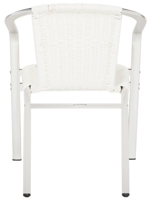 Safavieh WRANGELL Arm Chair - Stylish Stackable Seating for Indoor & Outdoor Use - Modern Teal Design White FOX5207D-SET2