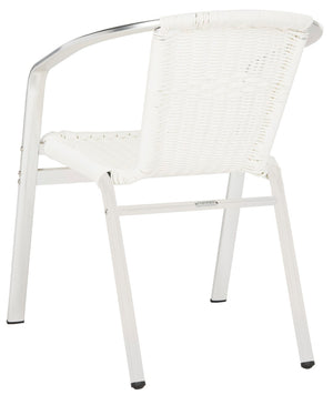 Safavieh WRANGELL Arm Chair - Stylish Stackable Seating for Indoor & Outdoor Use - Modern Teal Design White FOX5207D-SET2