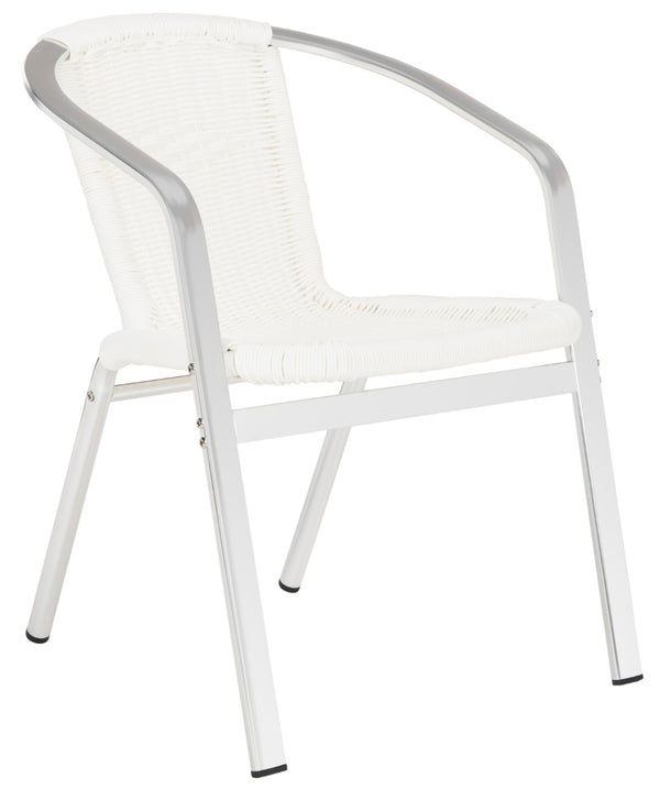 Safavieh WRANGELL Arm Chair - Stylish Stackable Seating for Indoor & Outdoor Use - Modern Teal Design White FOX5207D-SET2