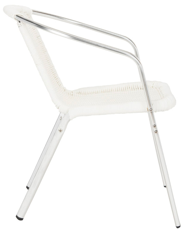 Safavieh WRANGELL Arm Chair - Stylish Stackable Seating for Indoor & Outdoor Use - Modern Teal Design White FOX5207D-SET2