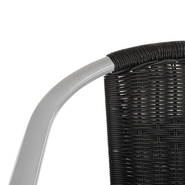 Safavieh WRANGELL Arm Chair - Stylish Stackable Seating for Indoor & Outdoor Use - Modern Teal Design Black FOX5207E-SET2