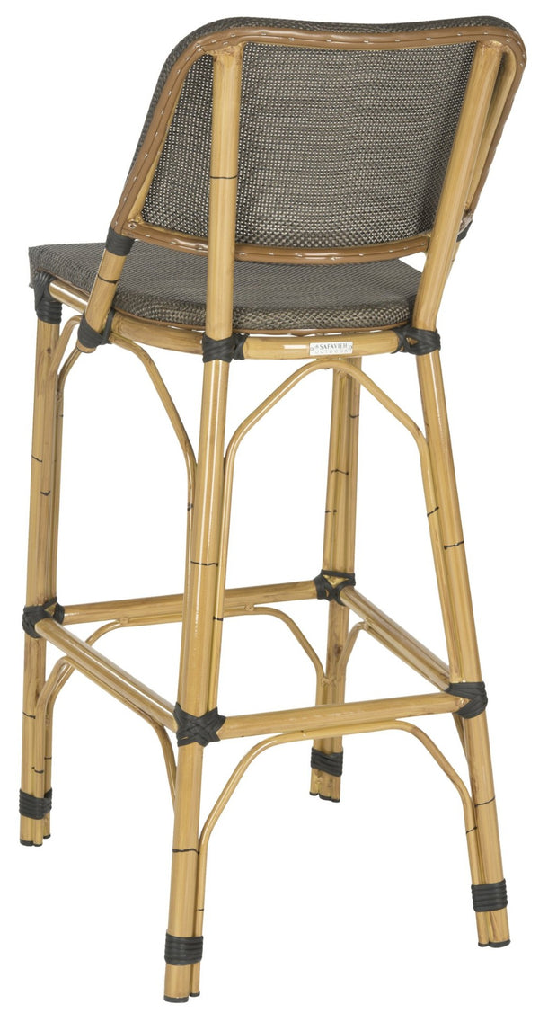Safavieh Deltana Versatile Brown Bar Stool - Stylish Faux Bamboo Design For Indoor & Outdoor Comfort FOX5208A