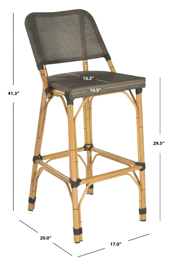 Safavieh Deltana Versatile Brown Bar Stool - Stylish Faux Bamboo Design For Indoor & Outdoor Comfort FOX5208A