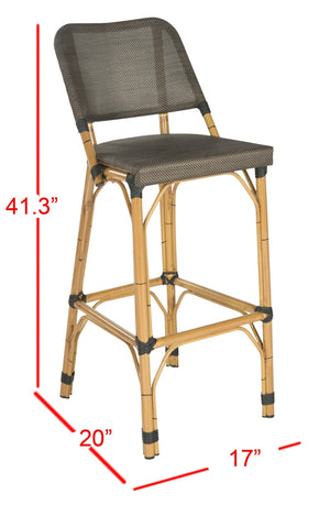Safavieh Deltana Versatile Brown Bar Stool - Stylish Faux Bamboo Design For Indoor & Outdoor Comfort FOX5208A