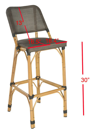 Safavieh Deltana Versatile Brown Bar Stool - Stylish Faux Bamboo Design For Indoor & Outdoor Comfort FOX5208A