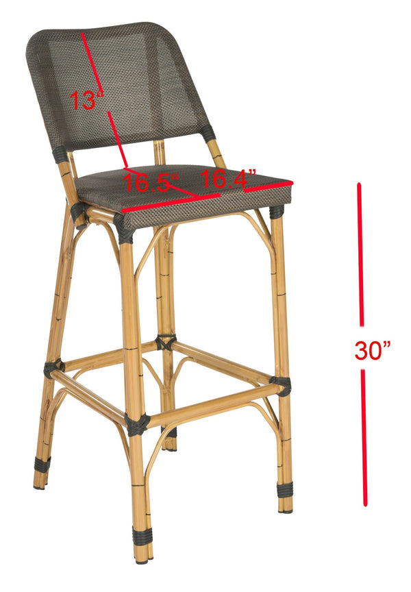 Safavieh Deltana Versatile Brown Bar Stool - Stylish Faux Bamboo Design For Indoor & Outdoor Comfort FOX5208A