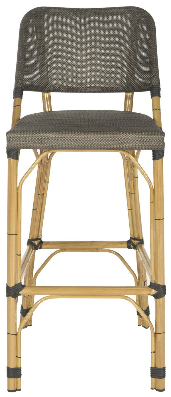 Safavieh Deltana Versatile Brown Bar Stool - Stylish Faux Bamboo Design For Indoor & Outdoor Comfort FOX5208A