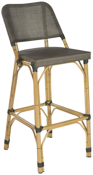 Safavieh Deltana Versatile Brown Bar Stool - Stylish Faux Bamboo Design For Indoor & Outdoor Comfort FOX5208A