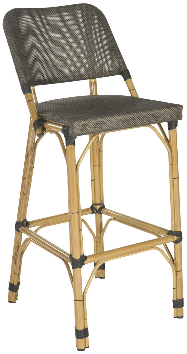 Safavieh Deltana Versatile Brown Bar Stool - Stylish Faux Bamboo Design For Indoor & Outdoor Comfort FOX5208A