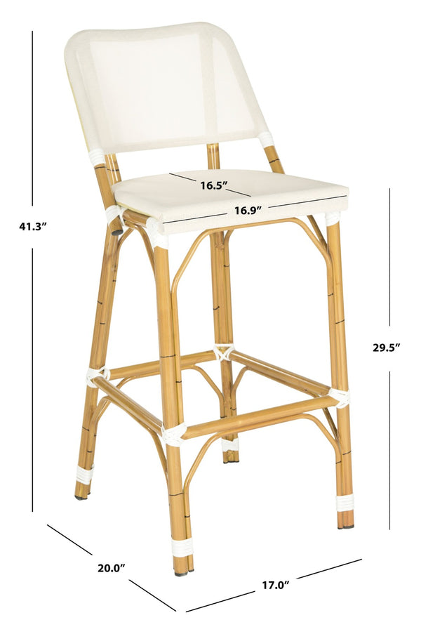Safavieh Deltana Indoor/Outdoor Bar Stool In Beige - Stylish, Durable Seating For Kitchen, Patio & More FOX5208C