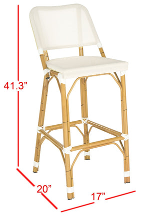 Safavieh Deltana Indoor/Outdoor Bar Stool In Beige - Stylish, Durable Seating For Kitchen, Patio & More FOX5208C