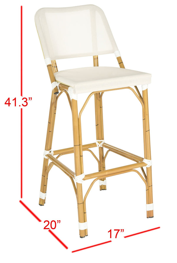 Safavieh Deltana Indoor/Outdoor Bar Stool In Beige - Stylish, Durable Seating For Kitchen, Patio & More FOX5208C