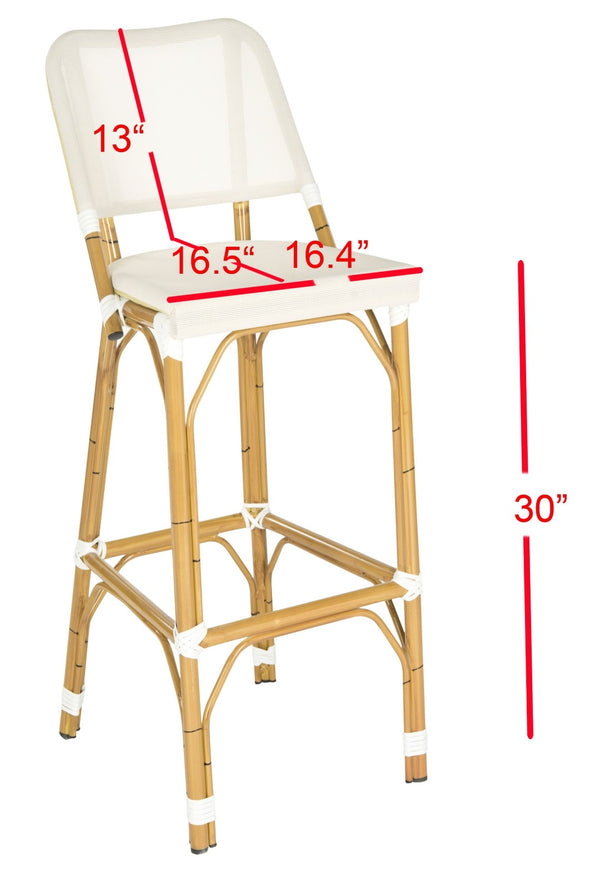 Safavieh Deltana Indoor/Outdoor Bar Stool In Beige - Stylish, Durable Seating For Kitchen, Patio & More FOX5208C