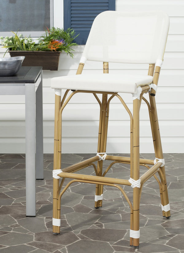 Safavieh Deltana Indoor/Outdoor Bar Stool In Beige - Stylish, Durable Seating For Kitchen, Patio & More FOX5208C