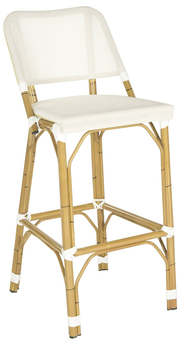 Safavieh Deltana Indoor/Outdoor Bar Stool In Beige - Stylish, Durable Seating For Kitchen, Patio & More FOX5208C