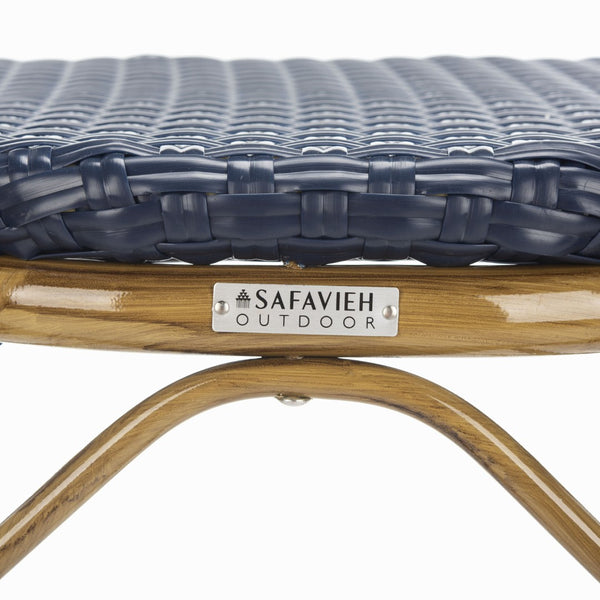 Safavieh Deltana Bar Stool In Navy - Stylish Faux Bamboo Design For Indoor & Outdoor Use, Easy Care Comfort FOX5208D