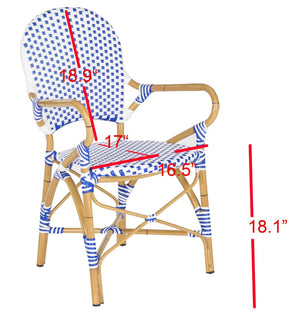 Safavieh HOOPER Armchair - Elegant Stacking Design for Coastal Charm in Indoor and Outdoor Spaces Blue / White FOX5209A-SET2