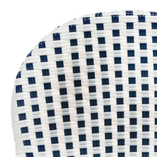 Safavieh HOOPER Armchair - Elegant Stacking Design for Coastal Charm in Indoor and Outdoor Spaces Blue / White FOX5209A-SET2