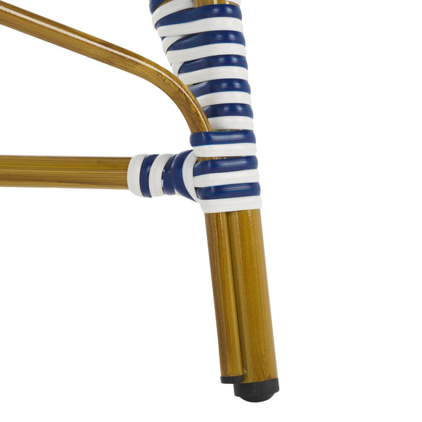 Safavieh HOOPER Armchair - Elegant Stacking Design for Coastal Charm in Indoor and Outdoor Spaces Blue / White FOX5209A-SET2