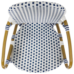 Safavieh HOOPER Armchair - Elegant Stacking Design for Coastal Charm in Indoor and Outdoor Spaces Blue / White FOX5209A-SET2