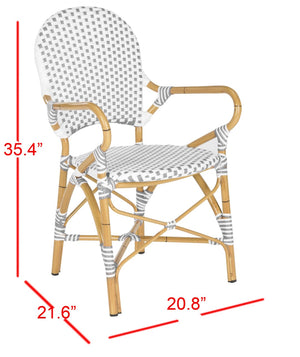 Safavieh HOOPER Armchair - Elegant Stacking Design for Coastal Charm in Indoor and Outdoor Spaces Grey / White FOX5209B-SET2