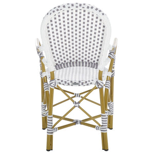 Safavieh HOOPER Armchair - Elegant Stacking Design for Coastal Charm in Indoor and Outdoor Spaces Grey / White FOX5209B-SET2